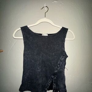 Gilded Intent Black Tank Top with Side Buttons